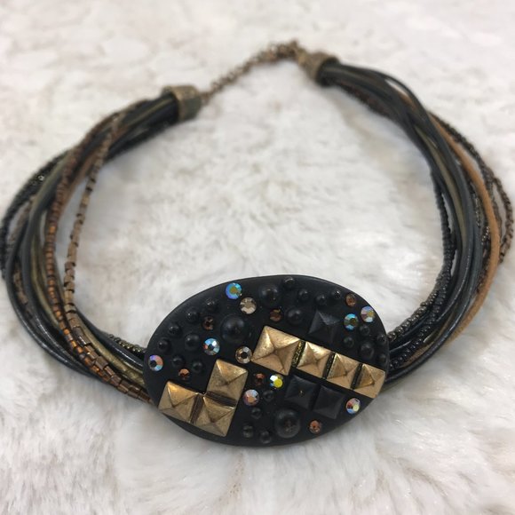 Chico's Multi Strand Rhinestone Statement Necklace - Picture 7 of 8